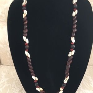 Vintage Coffee Bean & Shell Necklace BOHO Chic!